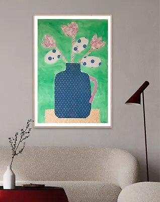 Butterfly Vase Still Life Collage Painting Unframed A2 Original Art Kim Magee • $64.94