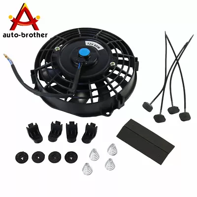 Universal 7  Inch Slim Fan Push Pull Electric Radiator Cooling 12V Mount Kit • $24.97