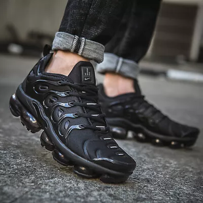 Sizes US8-13 Nike Air Max Vapormax Plus TN Men's Black Running Shoes • $168