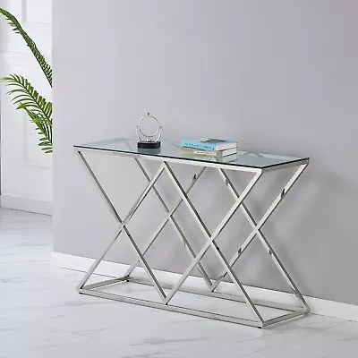 Glass Table Coffee Console Side End Living Room Furniture Mirror Chrome Finish 5 • £86.99