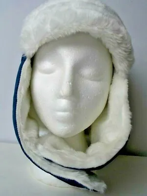 Vancouver 2010 Olympic Flight Trapper Hat L/XL Blue Faux Fur Lining CA 52959 NWT • $75.44