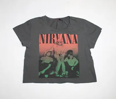 2011 Nirvana Shirt Grunge Band Women's Crop Top Tee Medium • £47.97