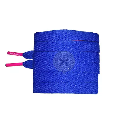 Mr Lacy Flatties Colour Tips - Royal Blue & Neon Pink Shoelaces (130cm Length) • £4.99