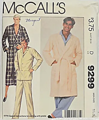 Vintage McCalls 6779 Men's Robe And Pajama Sewing Pattern Size 38 - 40 • $7.47