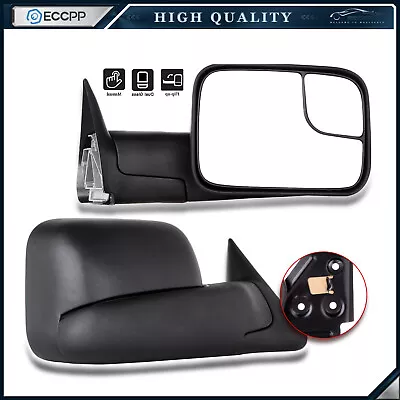 Pair Tow Mirrors For 1994-2001 Dodge Ram 1500 2500 3500 Manual Flip Up • $66.79