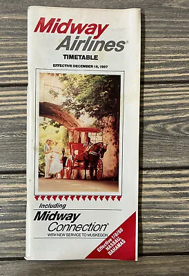 Vintage 1987 December 18 Midway Airlines Timetable Schedule • $17.99