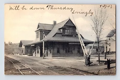 Postcard Pennsylvania Mt Pocono PA Railroad Train Station Depot 1907 Posted • $18