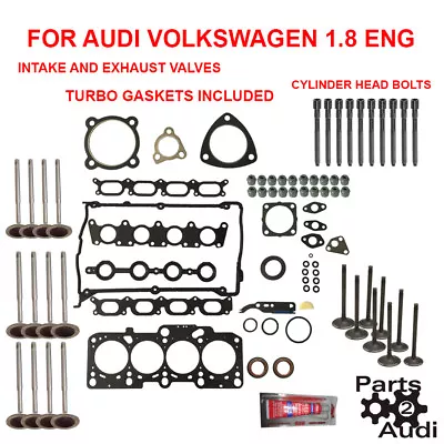  1.8LT Cylinder HEAD GASKET SET BOLTS INTAKEEXHAUST VALVES KIT AUDI VW • $158