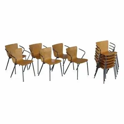Six Vintage Fritz Hansen Vico Magistretti Duo Bentwood Stacking Armchairs 6 4 2 • $1555.69