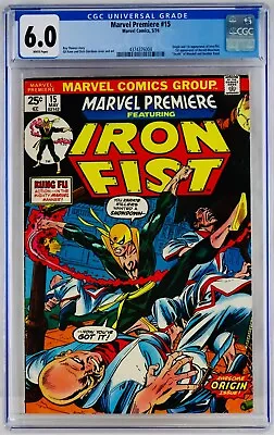 Marvel Premiere #15 CGC 6.0 White Pages First Iron Fist Appearance 1st FN 1974 • $199.99