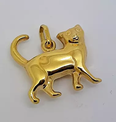 Walking Cat Charm Pendant 9ct Solid Yellow Gold New • £77.36