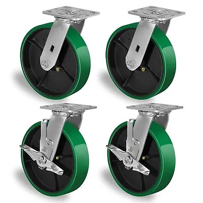 8 X 2  Heavy Duty Casters - Polyurethane Caster With Capacity Up To 1500-6000 LB • $41.99