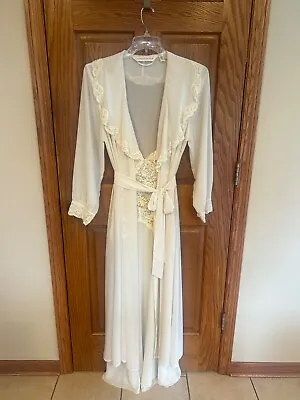 Victorias Secret Bridal Set Nightgown With Robe Set Ivory White Lace Vintage M/L • $85.99