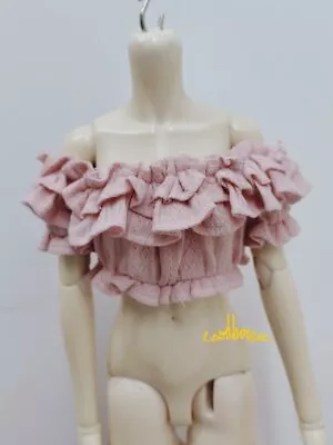 1/6 1/4 1/3 BJD Clothes Doll Outfit Off Shoulder Crop Top Ruffled Blouse Pink • $18.99