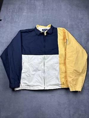 Vintage Nautica NKZ Jacket Men's XL Color Block Windbreaker Full Zip Yellow • $29.95