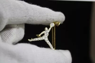 1.50CT Lab Created Diamond Jumpman Charm Pendant 14k Yellow Gold Plated Silver • $149.99