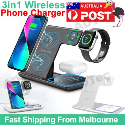 $34.18 • Buy 3in1 Qi Wireless Charger Fast Charging Dock Stand For Airpods Apple Watch IPhone