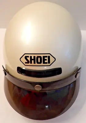 Vintage Shoei Half Helmet Motorcycle Hog Pearl White & Tint Hjc Visor • $6.78