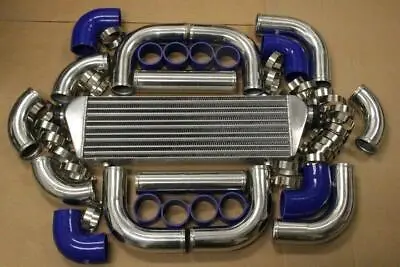 Blue Fimc Intercooler+turbo Piping Kit Coupler Clamps 3000gt Galant Vr4 Mirage  • $206.99