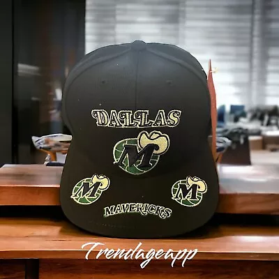 Mitchell & Ness NBA Dallas Mavericks Retro Logo Black Adjustable Snapback Hat • $25.95