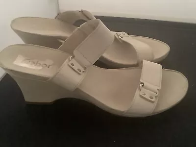 Gabor Cream Leather Wedge Sandals Size 7 • £4