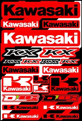 D'COR Kawasaki Style Decal Sheet Motorcycle Stickers RED • £20.28