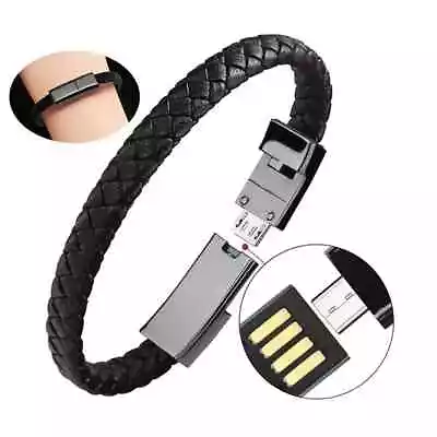 Micro USB Cable 2A Fast Charging Outdoor Leather Bracelet Data Sync Cable For IP • $15.91