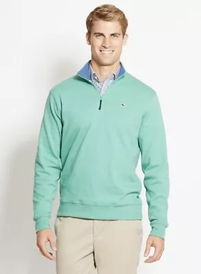 VINEYARD VINES Mens 1/4 Zip Turquoise Soft Mens Sweater Pullover Size Large • $20