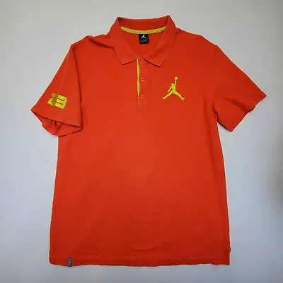 Jordan Polo Shirt Mens XL Orange Yellow Jumpman Nike Air Short Sleeve Golf • $25.05