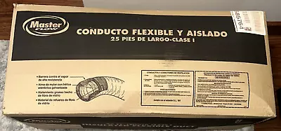 Master Flow 8 In X 25 Ft Insulated Flexible Duct R6 Silver Jacket Rust Resistant • $50