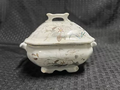 Antique Alfred Meakin Ironstone Small Covered Dish/Insert Morning Glory En  • $19.95