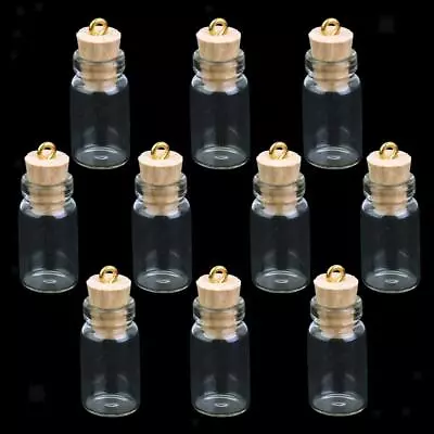 10pcs  Empty Glass Bottles With Cork Clear Vials  Pendant Charms Container For • $9.09