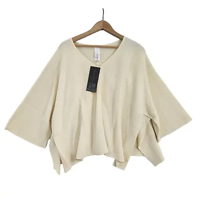 Marla Wynne Womens Plus Crop Poncho Sweater Ottoman Stitch Dolman Ivory 1X • $18.03