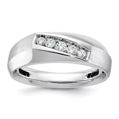 14K White Gold Mens 5 Stone 1/4 Carat Diamond Ring • $1067