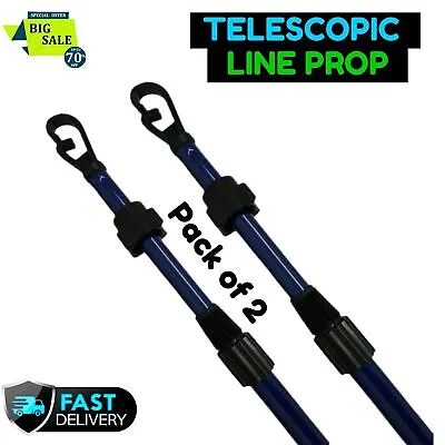 2x Line Prop Adjustable Heavy Duty Washing Clothes Telescopic Pole Outdoor Dryer • £10.99