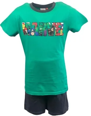 Boys Kids MARVEL AVENGERS PYJAMAS Shorts T Shirt Pjs Set Ages 3-12 Years • £7.46