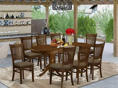 East West 9pc Vancouver Dining Set Table W/ 8 Padded Seat Chairs In Espresso • $1250