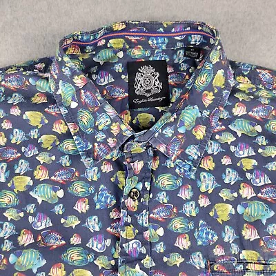 English Laundry Shirt Mens 2X Multicolor Tropical Fish Print Button Up Vacation • $25