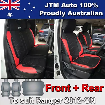 PREMIUM Red PU Leather Waterproof Seat Covers For Ford Ranger PX 2012-2018 • $152.10