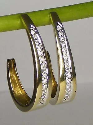Diamond & 9ct Gold Half Hoop Earrings • £235