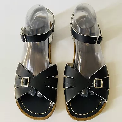 Saltwater Women’s Black Leather Beach Summer Sandals Buckles Size UK 9/ AU 11 EC • $40