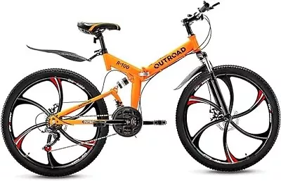 Outroad 26 Inch Folding Mountain Bike 21 Speed  Foldable Bicycle Orange • $123.99