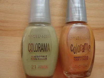 4 X MAYBELLINE COLORAMA IRRESTABLE NAIL COLOUR (2 X ANISE & 2 X POPCORN) 7.5ml • £3.24