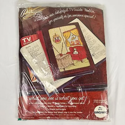 Vintage 70s Paragon Needle Craft Crewel Craft Kit TV Guide Holder • $39.99