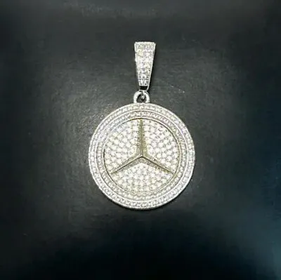 Mercedes Benz Pendant Sterling Silver Pave CZ • $45