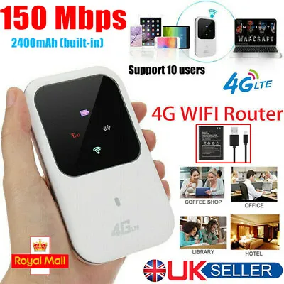 Unlocked 4G LTE Mobile Router Portable Broadband WiFi Wireless MiFi Hotspot Kit • £16.49