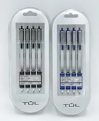 $20.89 • Buy TUL Gel Pens, Medium Point, 0.7 Mm, Silver Barrel, Black And Blue Ink, 4 Each