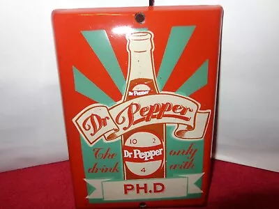 7 X 5 In DOCTOR PEPPER PH . D SODA POP  SIGN DOMED HEAVY METAL PORCELAIN   #A 19 • $109.99