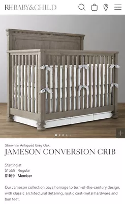 Restoration Hardware Jameson Conversion Crib Color Gray 2020 Excellent Condition • $750