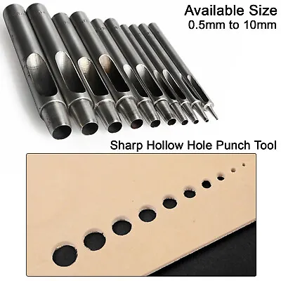 Sharp Hollow Hole Punch Tool Heavy Duty Iron Leather Fabric Gasket 0.5mm - 10mm • £3.99